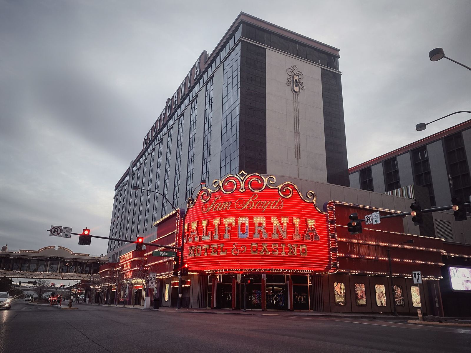 The red California marquee on Ogden Avenue